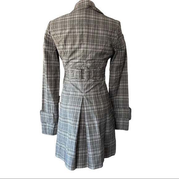 Smart Set XS grey plaid trench coat preppy tweed prepcore regencycore coquette - Picture 4 of 11